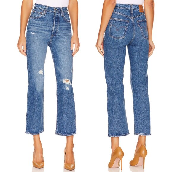 Levi's Ribcage Straight Ankle In Jive Tribe Size 26 - Picture 1 of 8